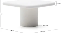 Tuintafels-Kave Home Addaia Vierkante Eettafel Wit