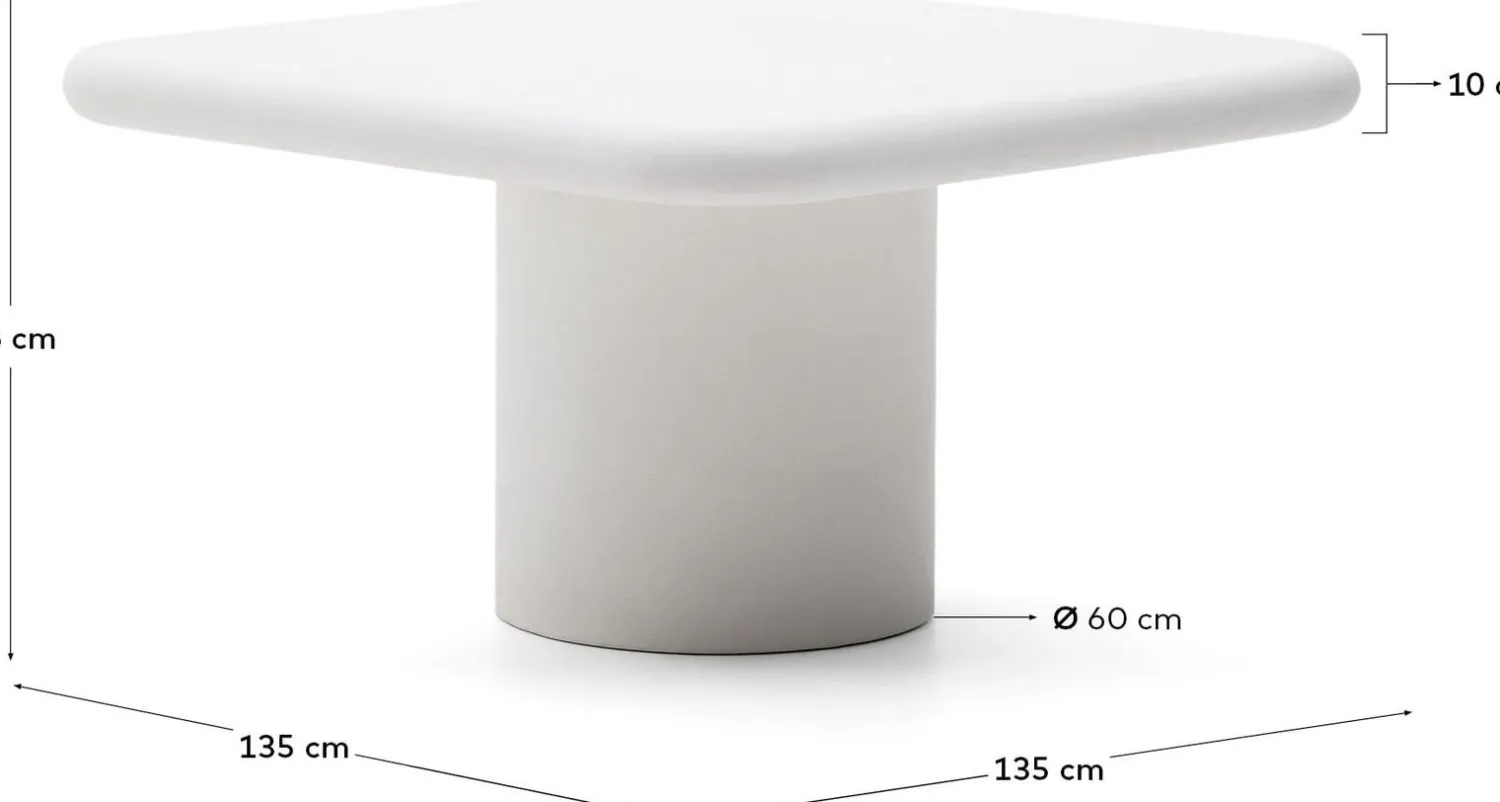 Tuintafels-Kave Home Addaia Vierkante Eettafel Wit