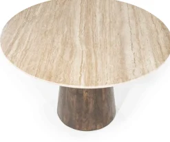 Houten Eettafels|Ronde Eettafels-Eleonora Aikin Eettafel Beige, Creme, Bruin