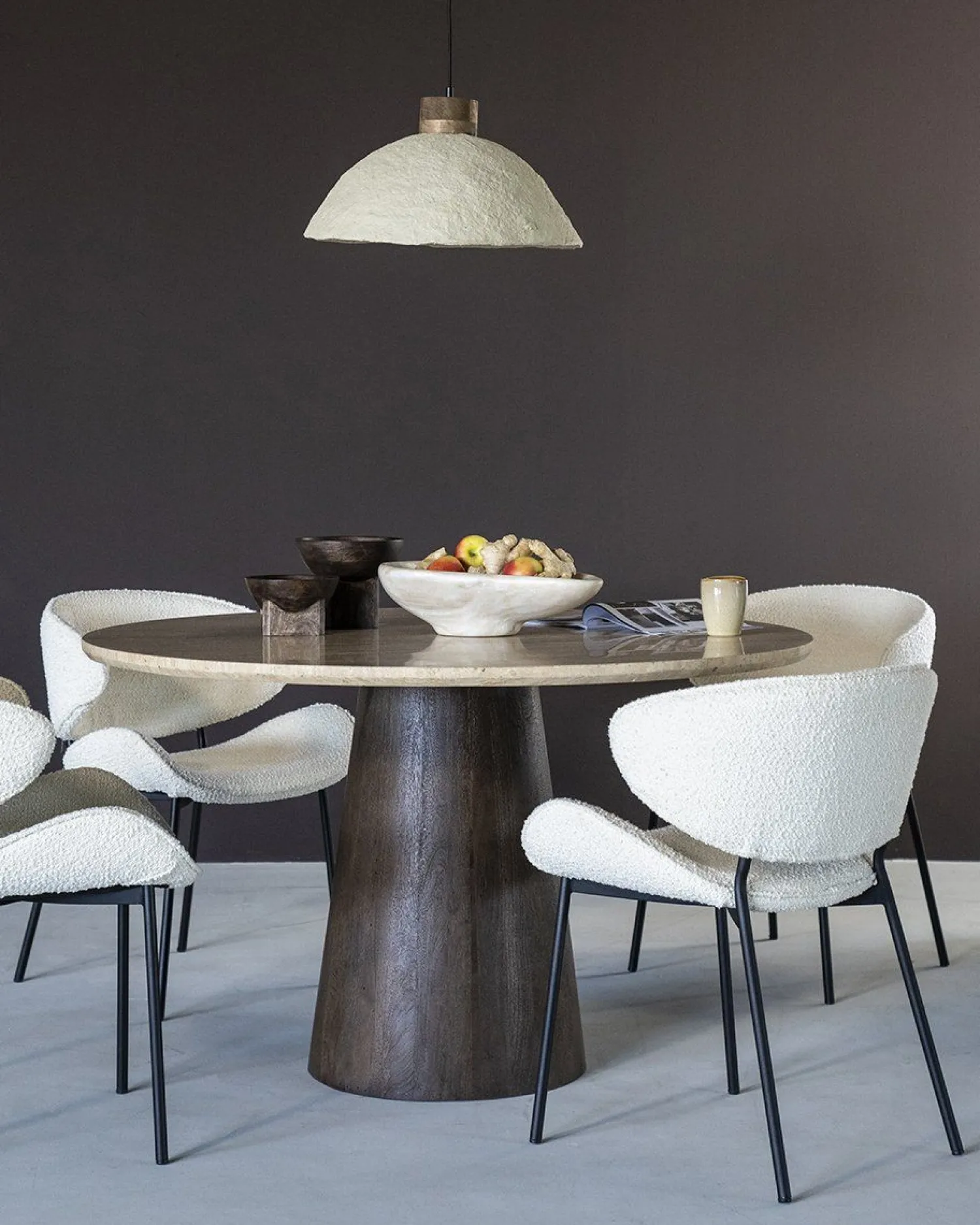 Houten Eettafels|Ronde Eettafels-Eleonora Aikin Eettafel Beige, Creme, Bruin