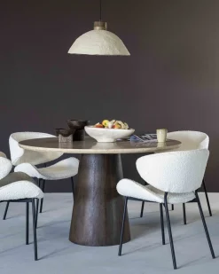 Houten Eettafels|Ronde Eettafels-Eleonora Aikin Eettafel Beige, Creme, Bruin
