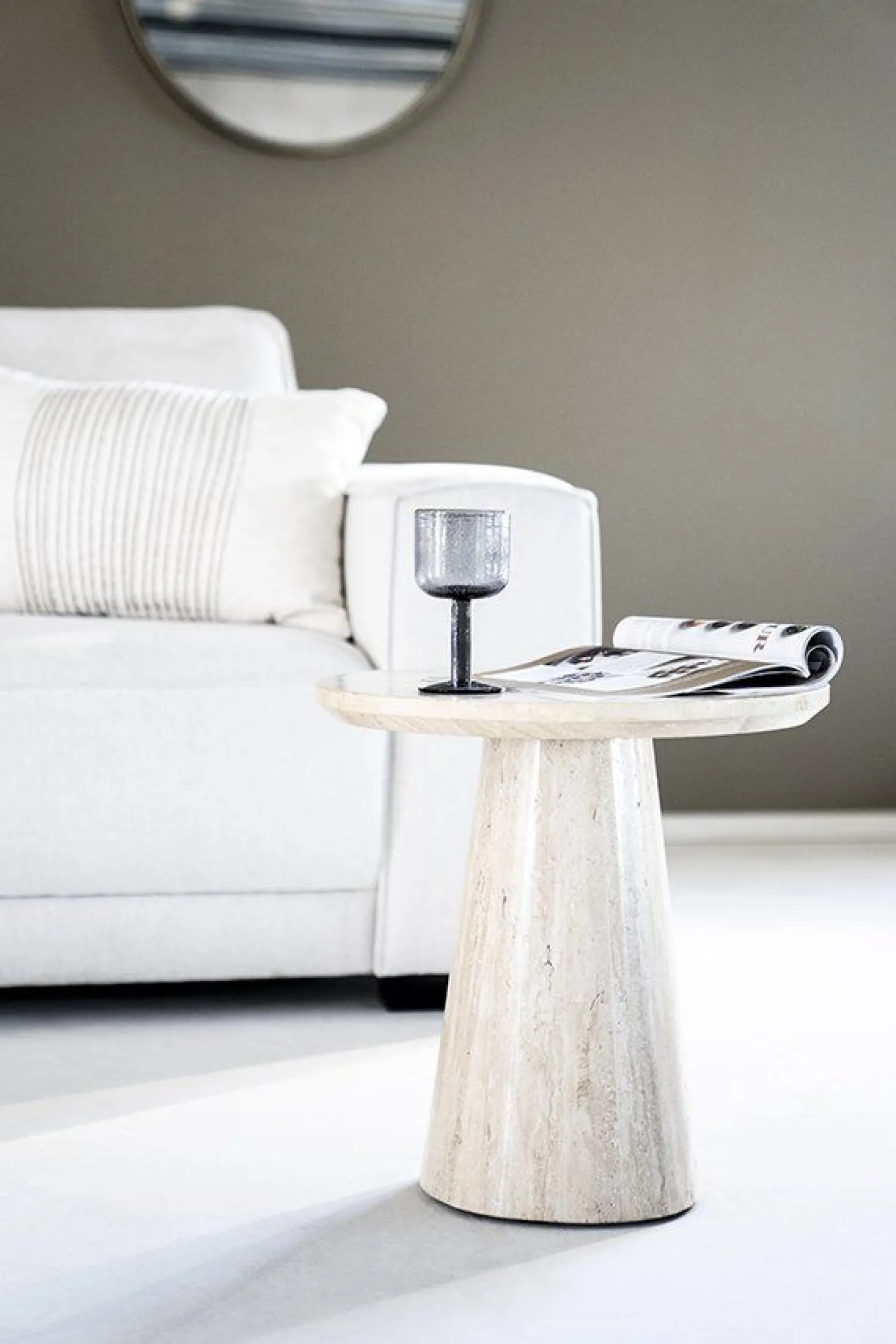 Ronde Bijzettafels-Eleonora Aime Bijzettafel Beige