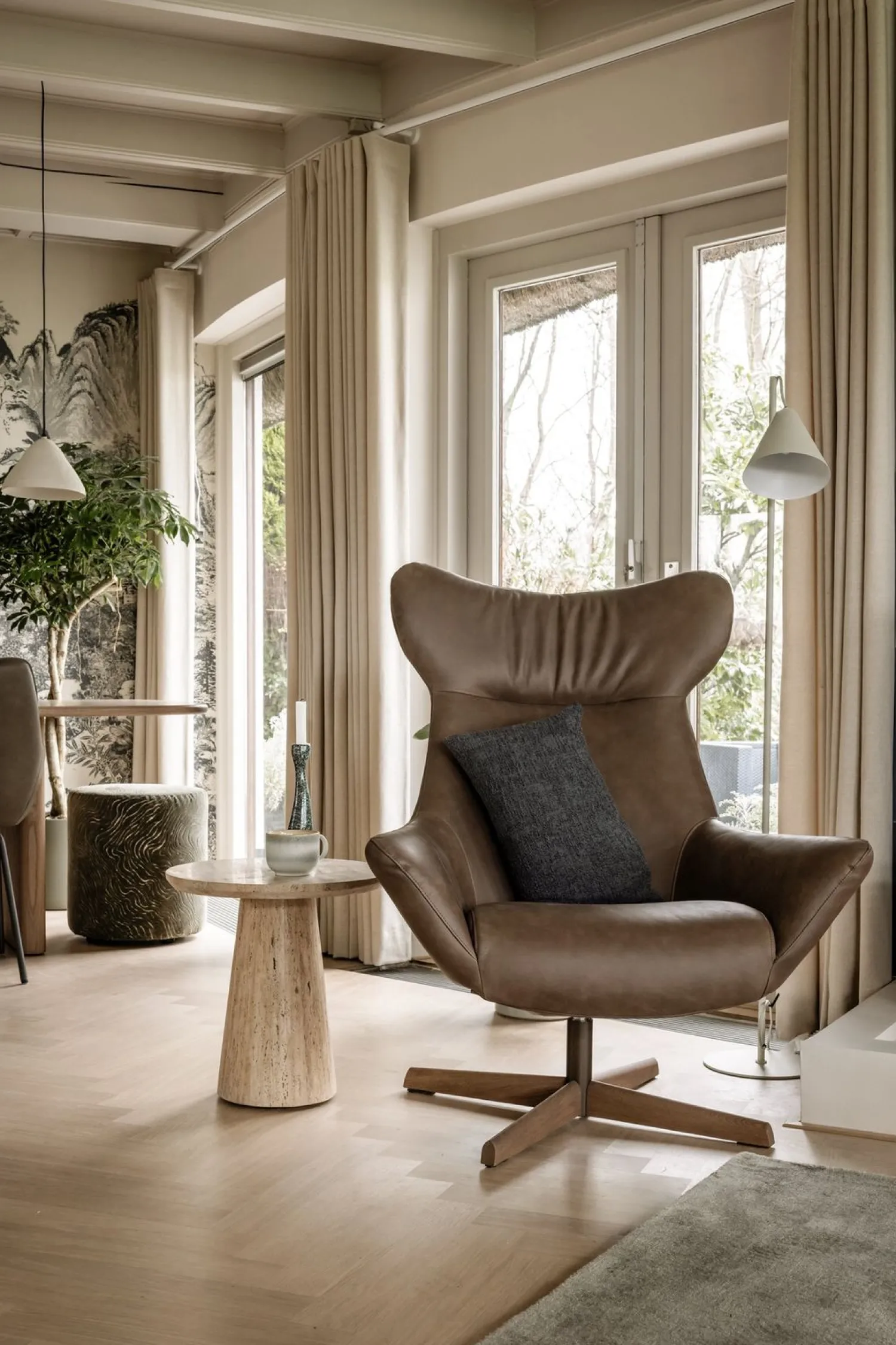 Ronde Bijzettafels-Eleonora Aime Bijzettafel Beige
