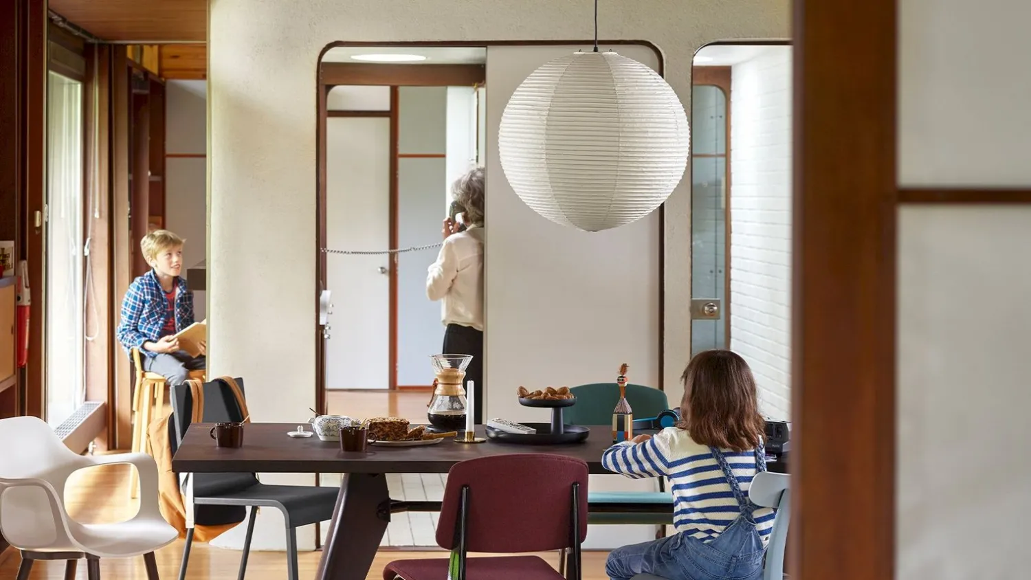 Design Hanglampen|Design Hanglampen-Vitra Akari 55A Hanglamp Wit