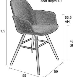 Kuipstoelen|Eetkamerstoelen Met Armleuning-Zuiver Albert Kuip (set van 2) Armstoel Lichtgrijs
