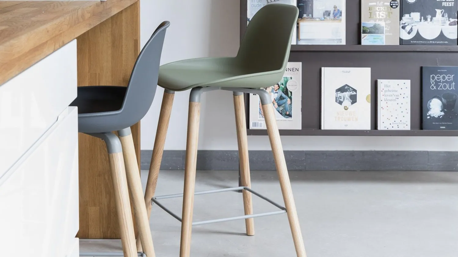 Kunststof Barkrukken-Zuiver Albert Kuip (set van 2) Counter stoel Green