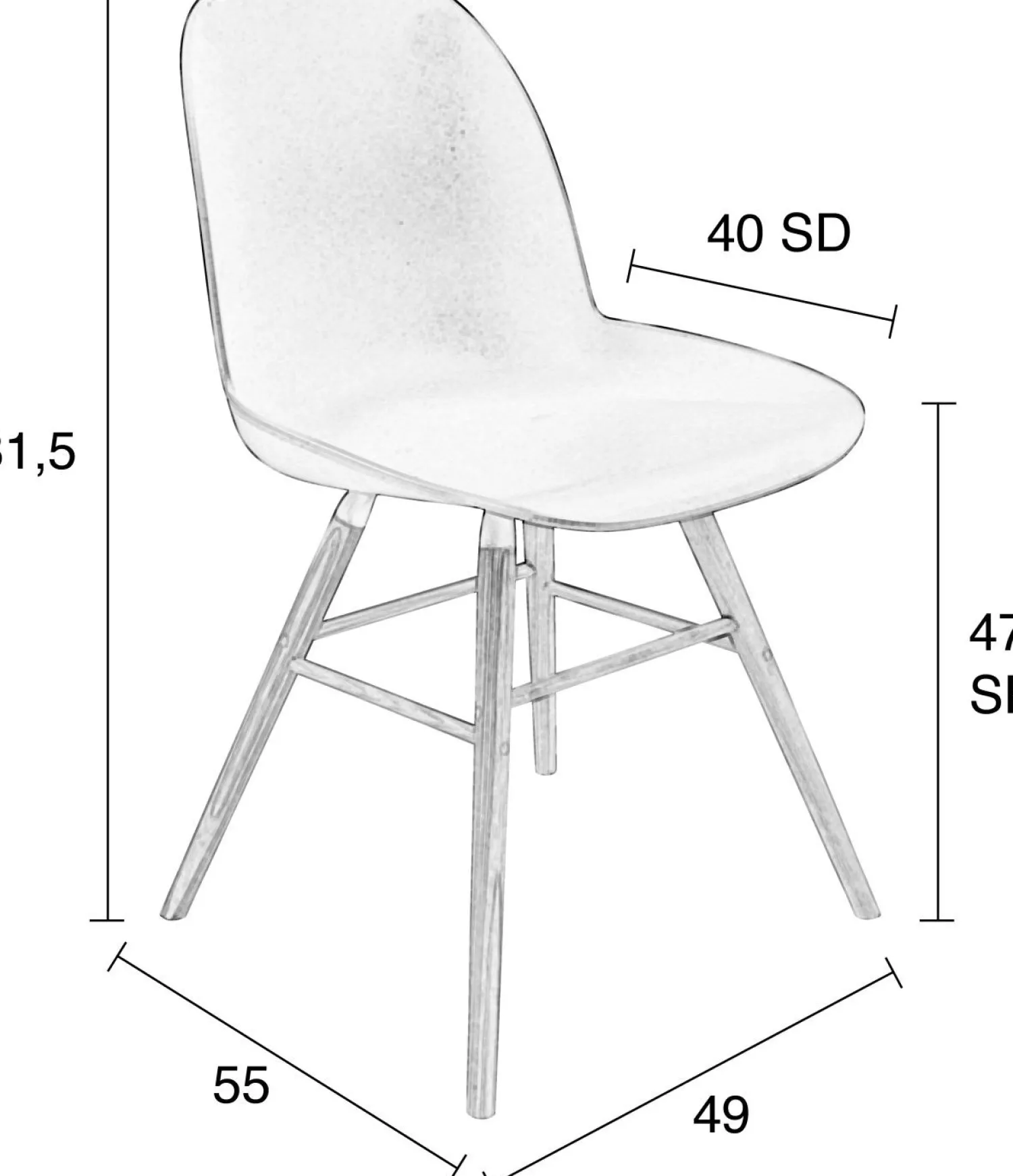 Kuipstoelen|Eetkamerstoelen Zonder Armleuning-Zuiver Albert Kuip (set van 2) Eetkamerstoel Light Grey