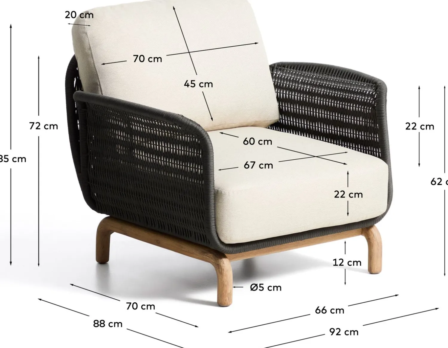 Tuinstoelen-Kave Home Alipa Outdoor Fauteuil Antraciet