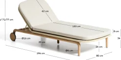 Tuinstoelen-Kave Home Alipa Outdoor Ligstoel Ecru