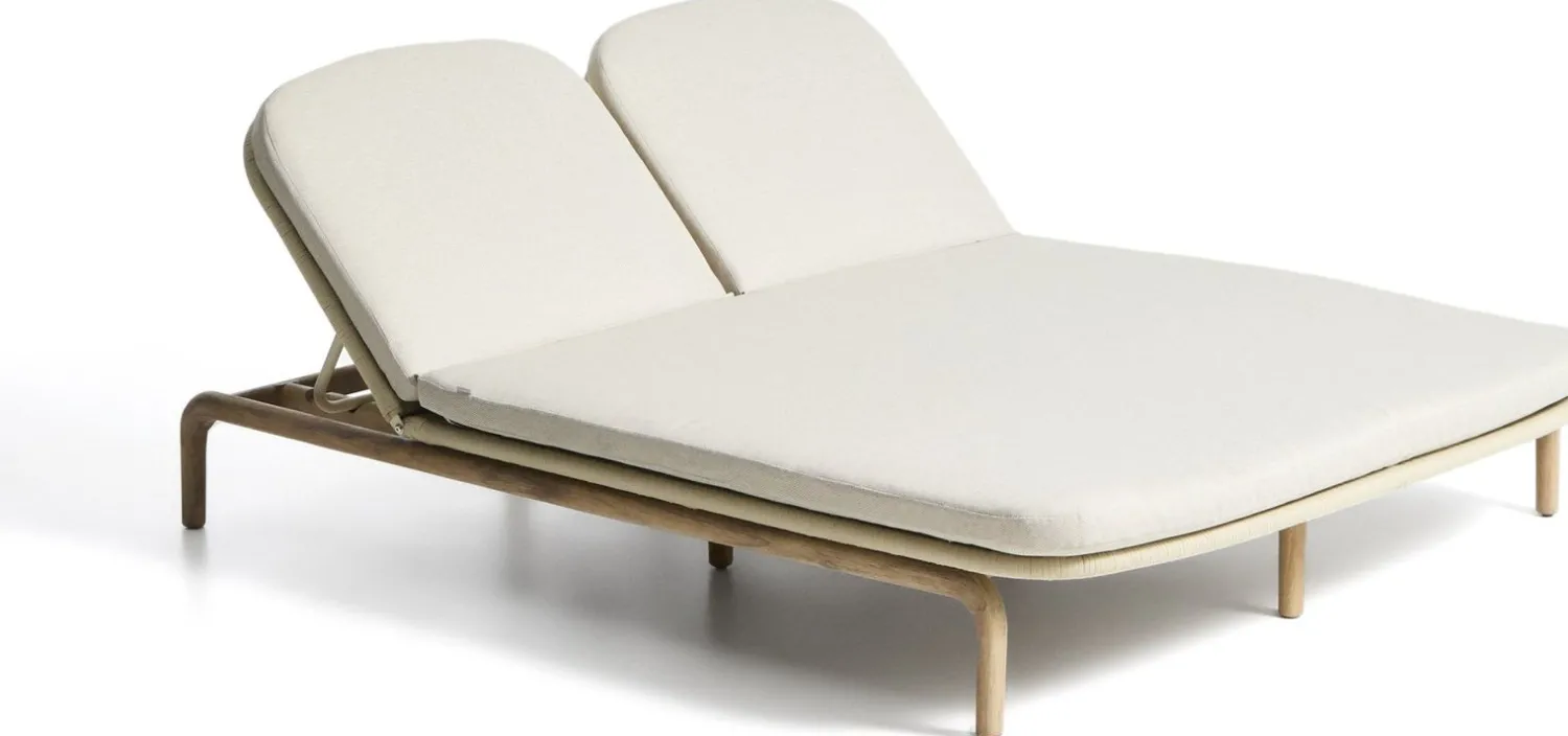 Tuinstoelen-Kave Home Alipa 2-persoons Ligstoel Ecru