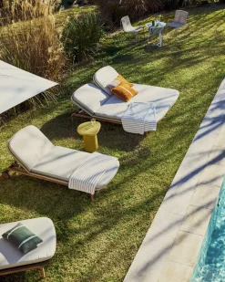 Tuinstoelen-Kave Home Alipa 2-persoons Ligstoel Ecru