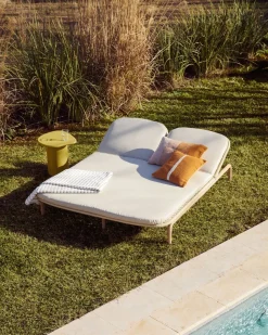 Tuinstoelen-Kave Home Alipa 2-persoons Ligstoel Ecru