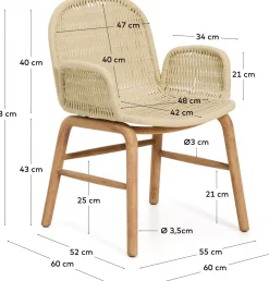 Tuinstoelen-Kave Home Alipa Tuin Armstoel Ecru