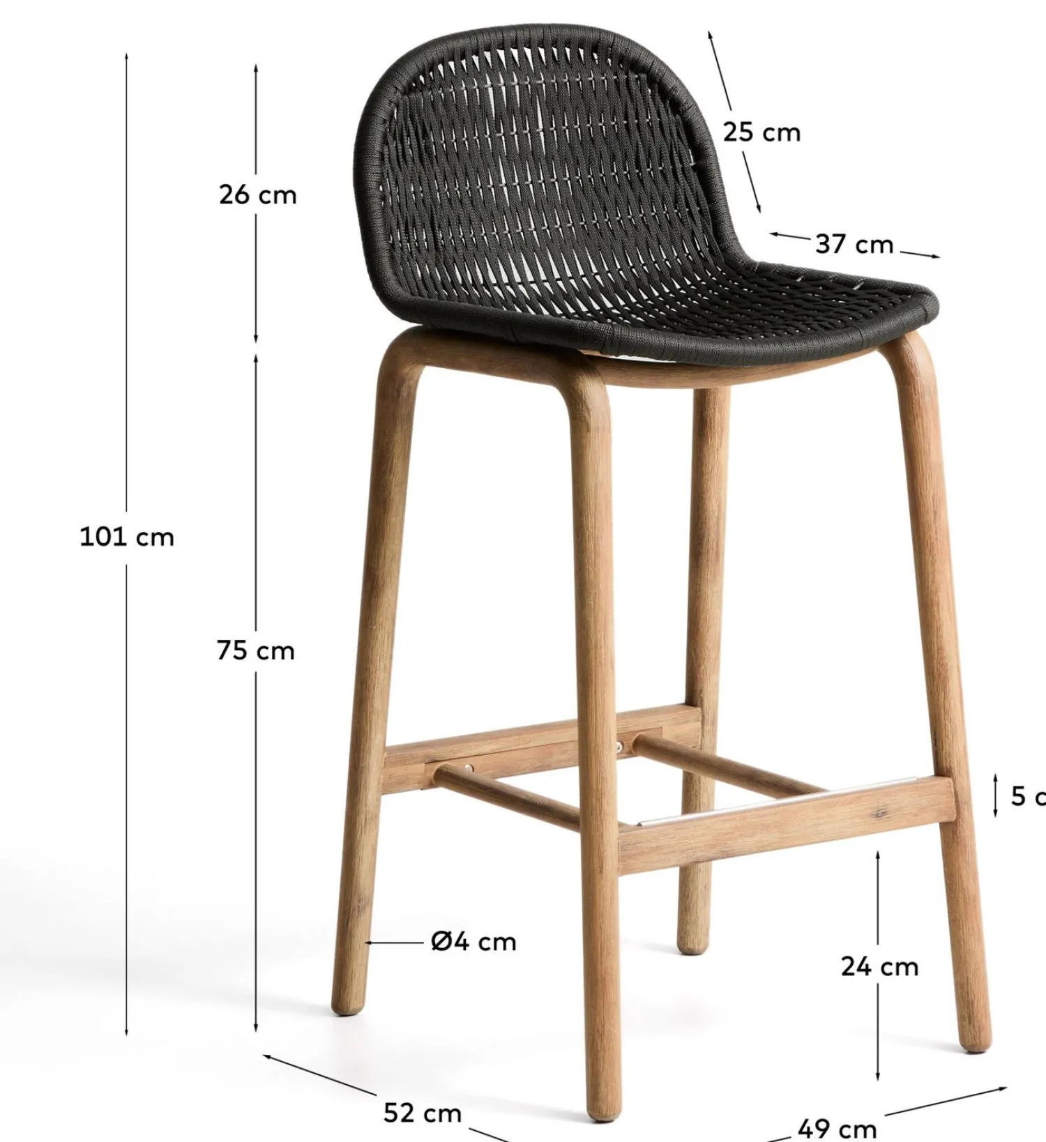 Tuinstoelen-Kave Home Alipa Tuin Barkruk Antraciet