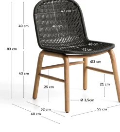 Tuinstoelen-Kave Home Alipa Tuinstoel Antraciet