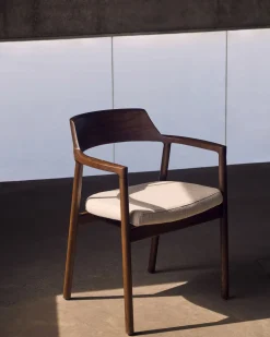 Tuinstoelen|Eetkamerstoelen Met Armleuning-Kave Home Alocs Eetkamerstoel Beige, Walnoot