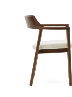 Tuinstoelen|Eetkamerstoelen Met Armleuning-Kave Home Alocs Eetkamerstoel Beige, Walnoot