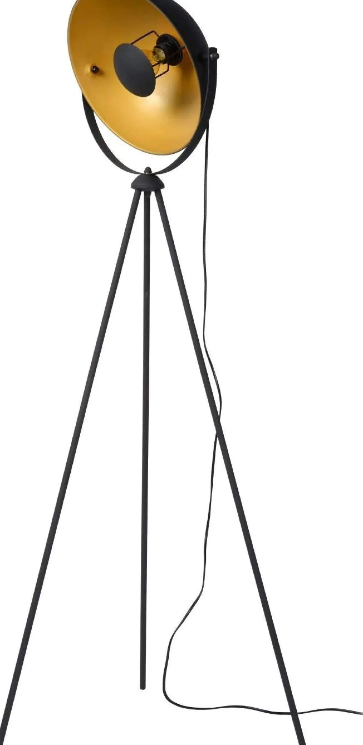 Industriële Vloerlampen|Vloerlampen-Lucide Alvaro Vloerlamp Zwart, Goud