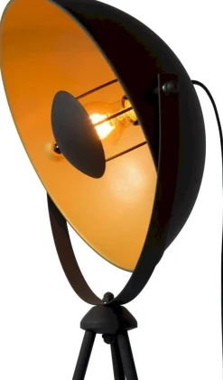 Industriële Vloerlampen|Vloerlampen-Lucide Alvaro Vloerlamp Zwart, Goud