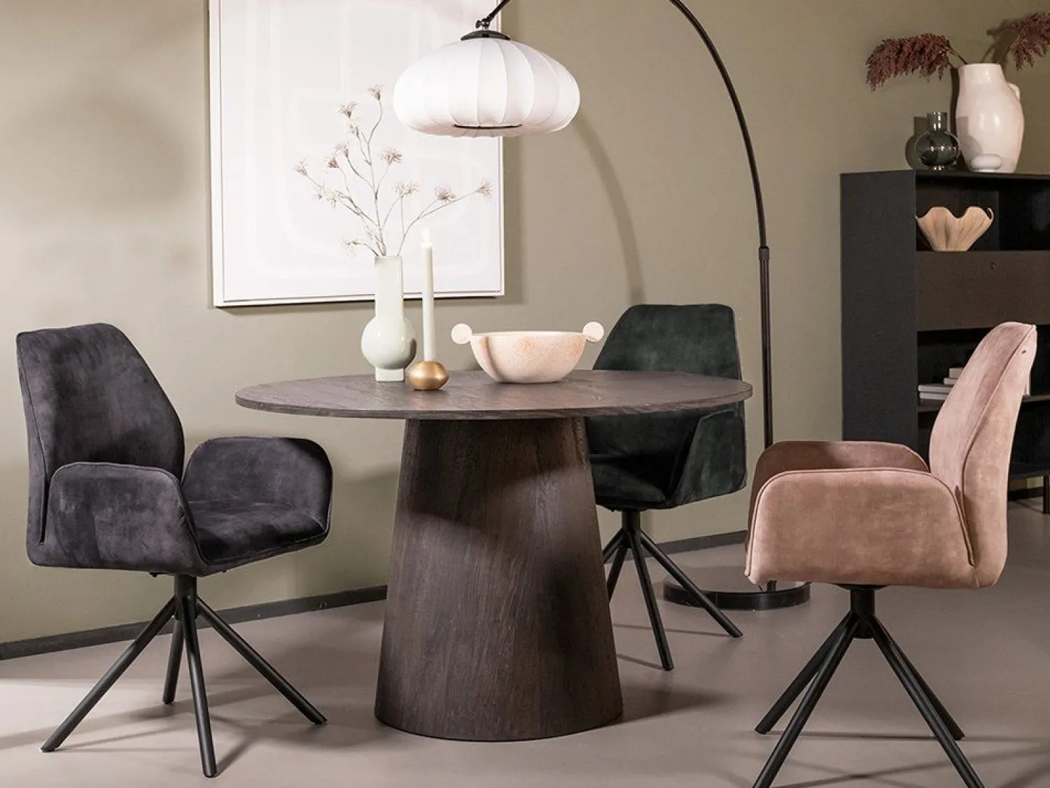 Draaibare Eetkamerstoelen|Eetkamerstoelen Met Armleuning-Eijerkamp Collectie Amira Eetkamerstoel Green