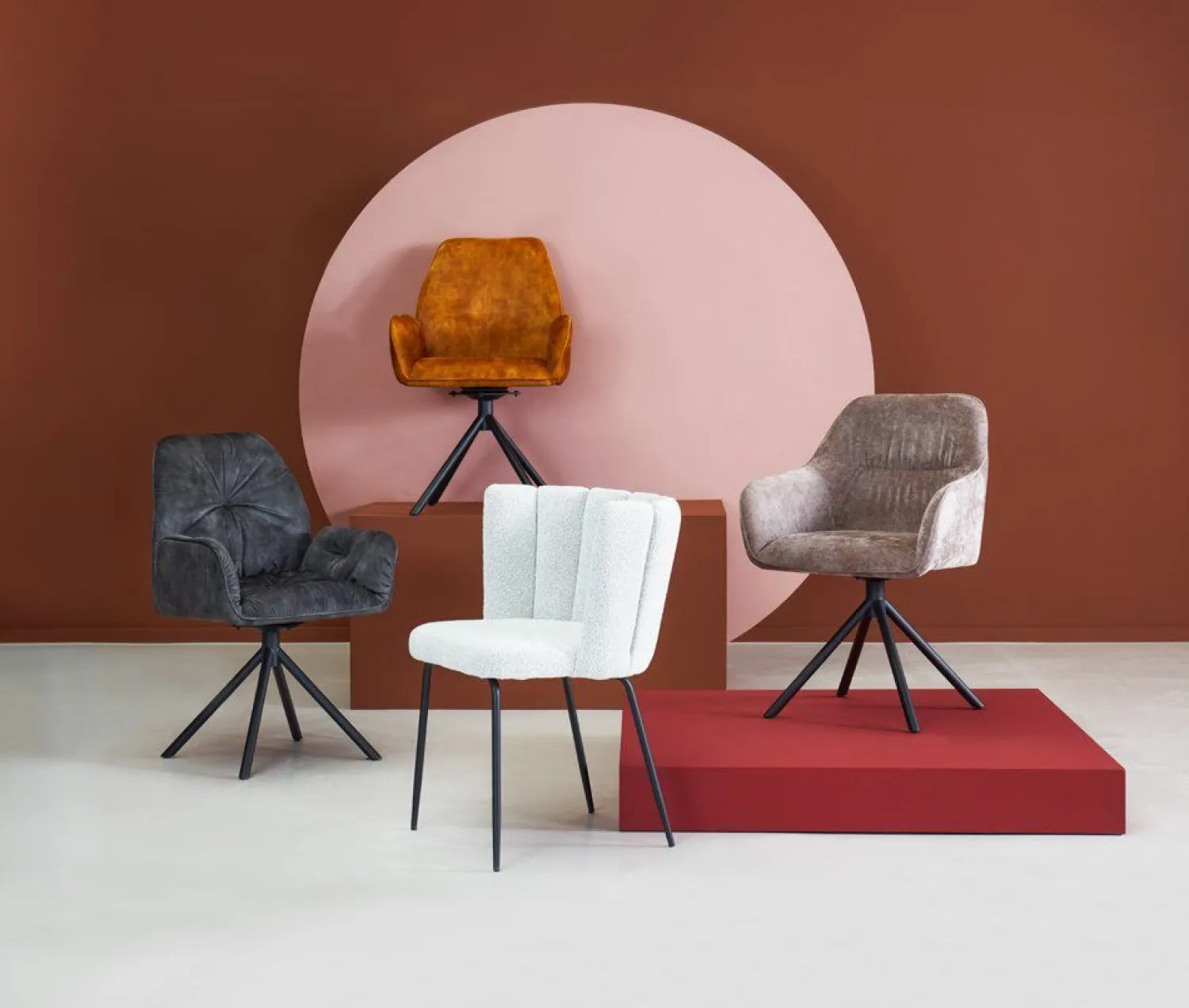 Draaibare Eetkamerstoelen|Eetkamerstoelen Met Armleuning-Eijerkamp Collectie Amira Eetkamerstoel Antracite