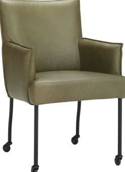 Eetkamerstoelen Met Wieltjes|Eetkamerstoelen Met Armleuning-Eijerkamp Collectie Andor Armstoel Groen