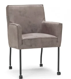 Eetkamerstoelen Met Wieltjes|Eetkamerstoelen Met Armleuning-Eijerkamp Collectie Apollo Eetkamerstoel Taupe