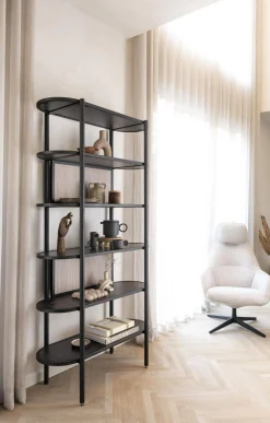 Boekenkasten-XOOON Aramon Boekenkast Zwart, Naturel