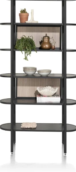 Boekenkasten-XOOON Aramon Boekenkast Zwart, Naturel