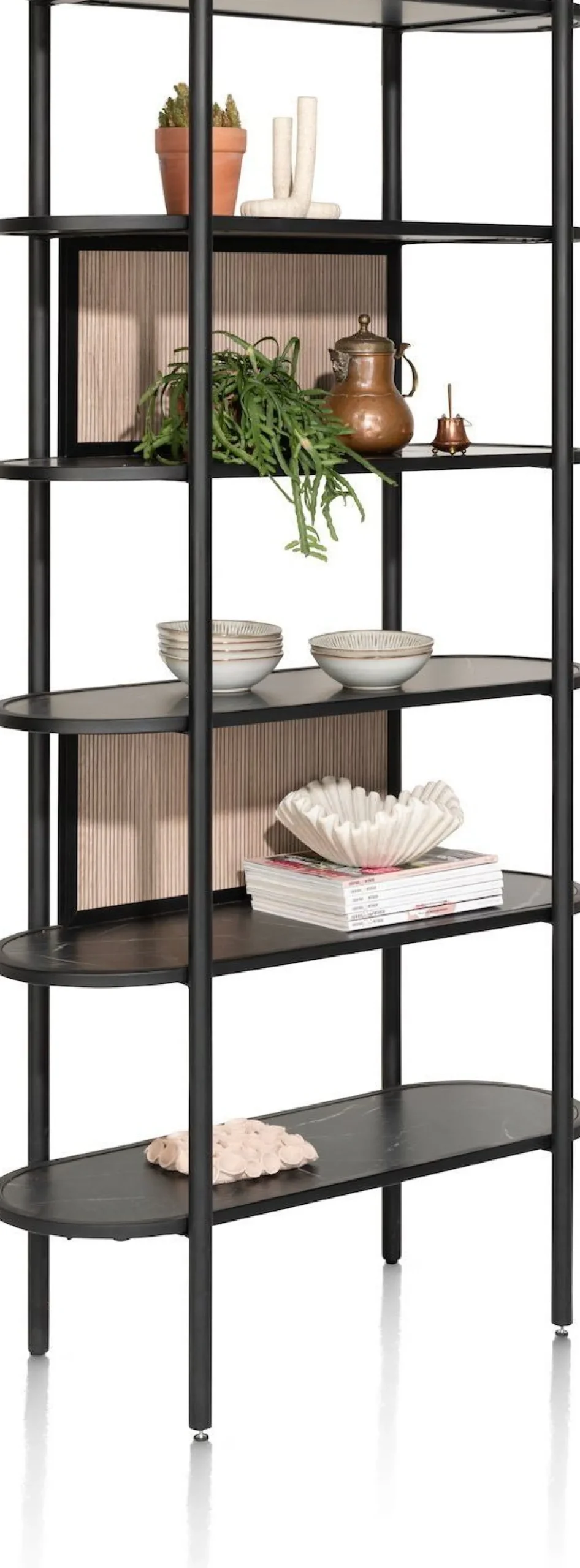 Boekenkasten-XOOON Aramon Boekenkast Zwart, Naturel
