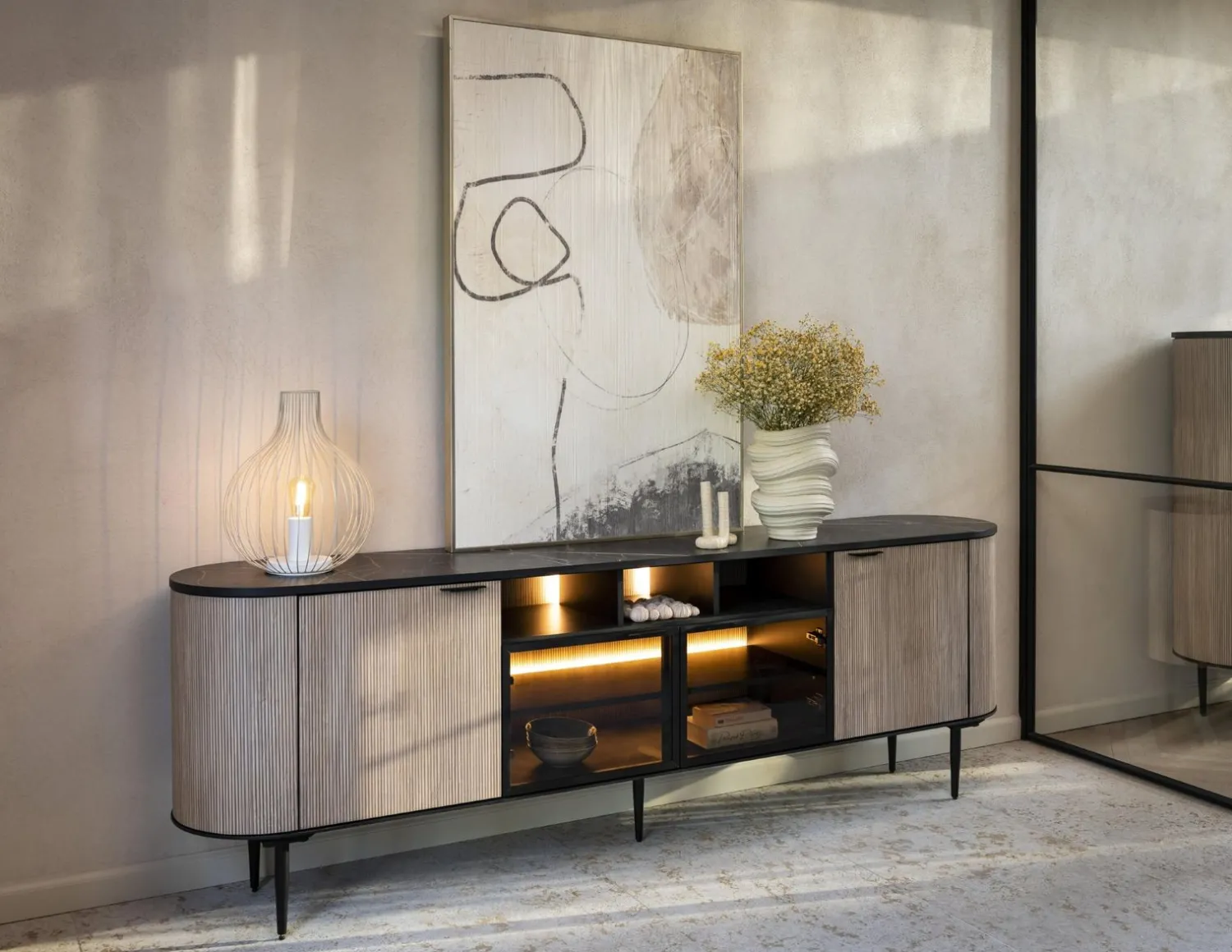 Dressoirs-XOOON Aramon Dressoir Zwart, Naturel