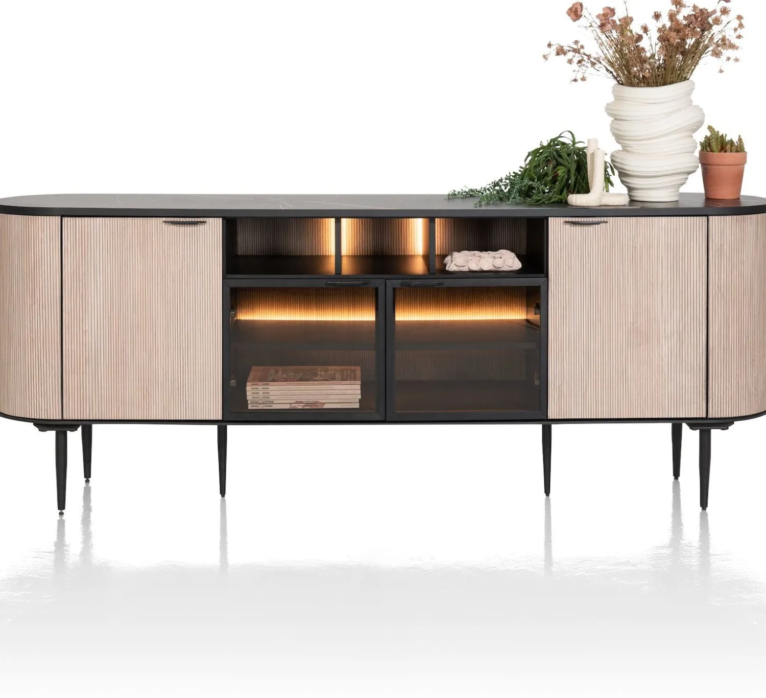 Dressoirs-XOOON Aramon Dressoir Zwart, Naturel