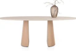 Ovale Eettafels-XOOON Aras Eettafel Travertin