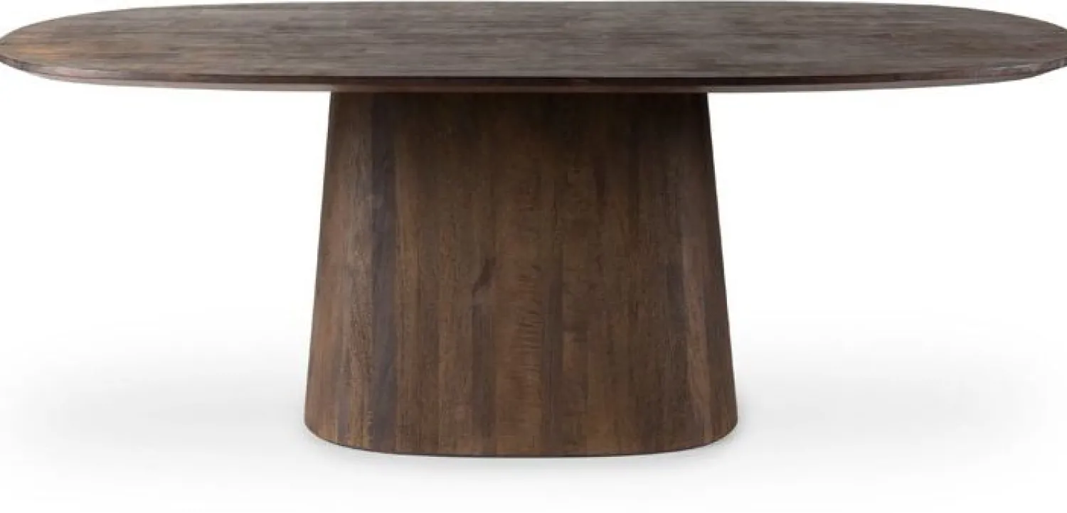 Houten Eettafels|Ovale Eettafels-Eleonora Aron Eettafel Bruin