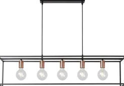 Industriële Hanglampen|Industriële Hanglampen-Lucide Arthur Hanglamp Zwart, Koper