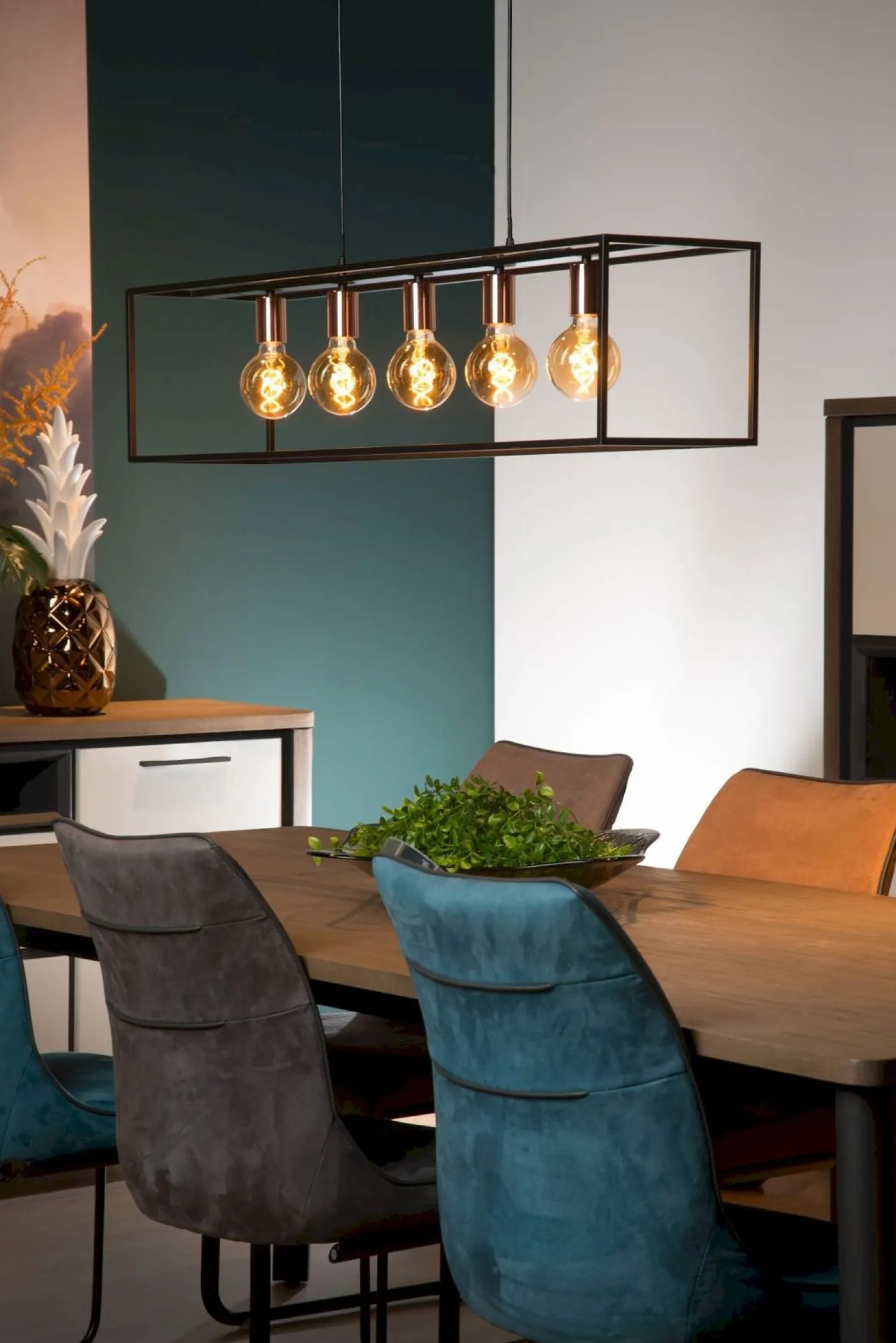Industriële Hanglampen|Industriële Hanglampen-Lucide Arthur Hanglamp Zwart, Koper
