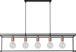 Industriële Hanglampen|Industriële Hanglampen-Lucide Arthur Hanglamp Zwart, Koper