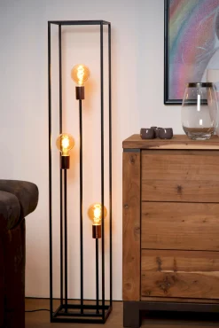 Industriële Vloerlampen|Vloerlampen-Lucide Arthur Vloerlamp Zwart, Koper