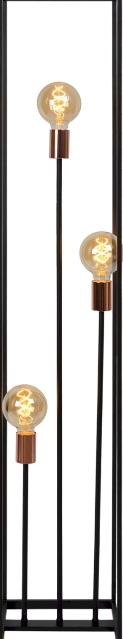 Industriële Vloerlampen|Vloerlampen-Lucide Arthur Vloerlamp Zwart, Koper