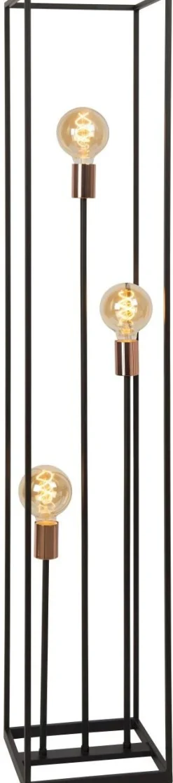 Industriële Vloerlampen|Vloerlampen-Lucide Arthur Vloerlamp Zwart, Koper