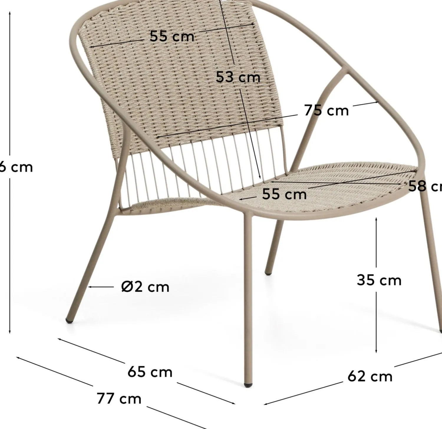 Tuinstoelen-Kave Home Atrani Outdoor Fauteuil Taupe