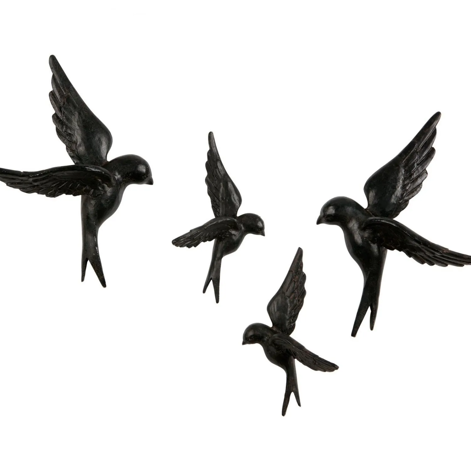 Wanddecoraties-WOOOD Avaler Vogels Set van 4 Wanddecoratie Zwart