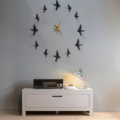 Wanddecoraties-WOOOD Avaler Vogels Set van 4 Wanddecoratie Zwart