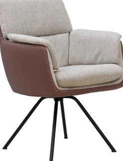 Eetkamerstoelen Met Armleuning-Gealux Avira Eetkamerstoel Grijs, Bruin