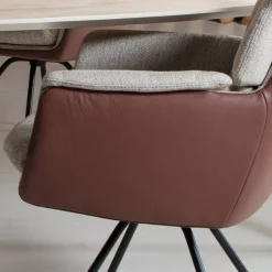 Eetkamerstoelen Met Armleuning-Gealux Avira Eetkamerstoel Grijs, Bruin