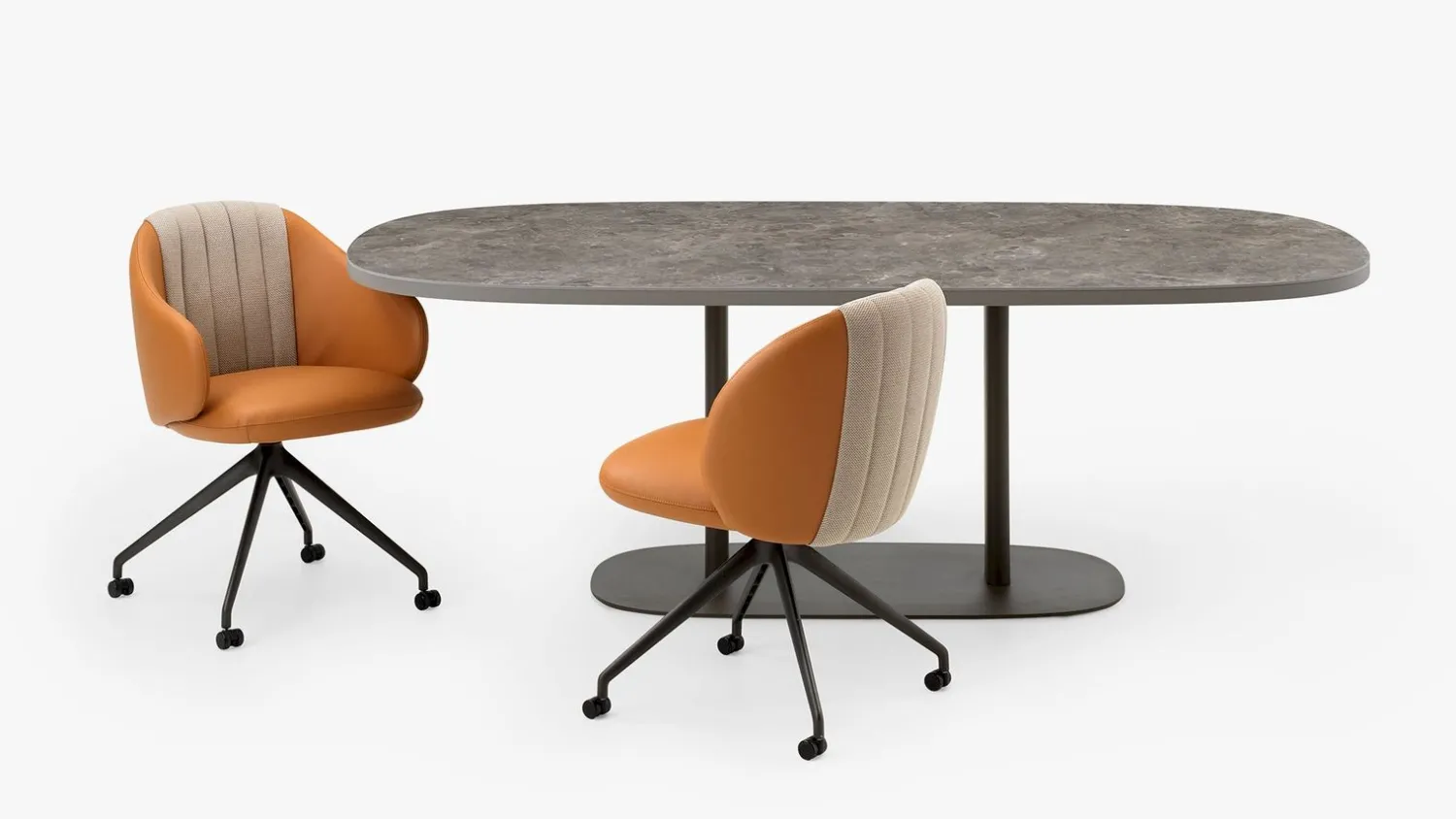 Design Stoelen|Eetkamerstoelen Met Wieltjes-Leolux Baani Eetkamerstoel Cognac