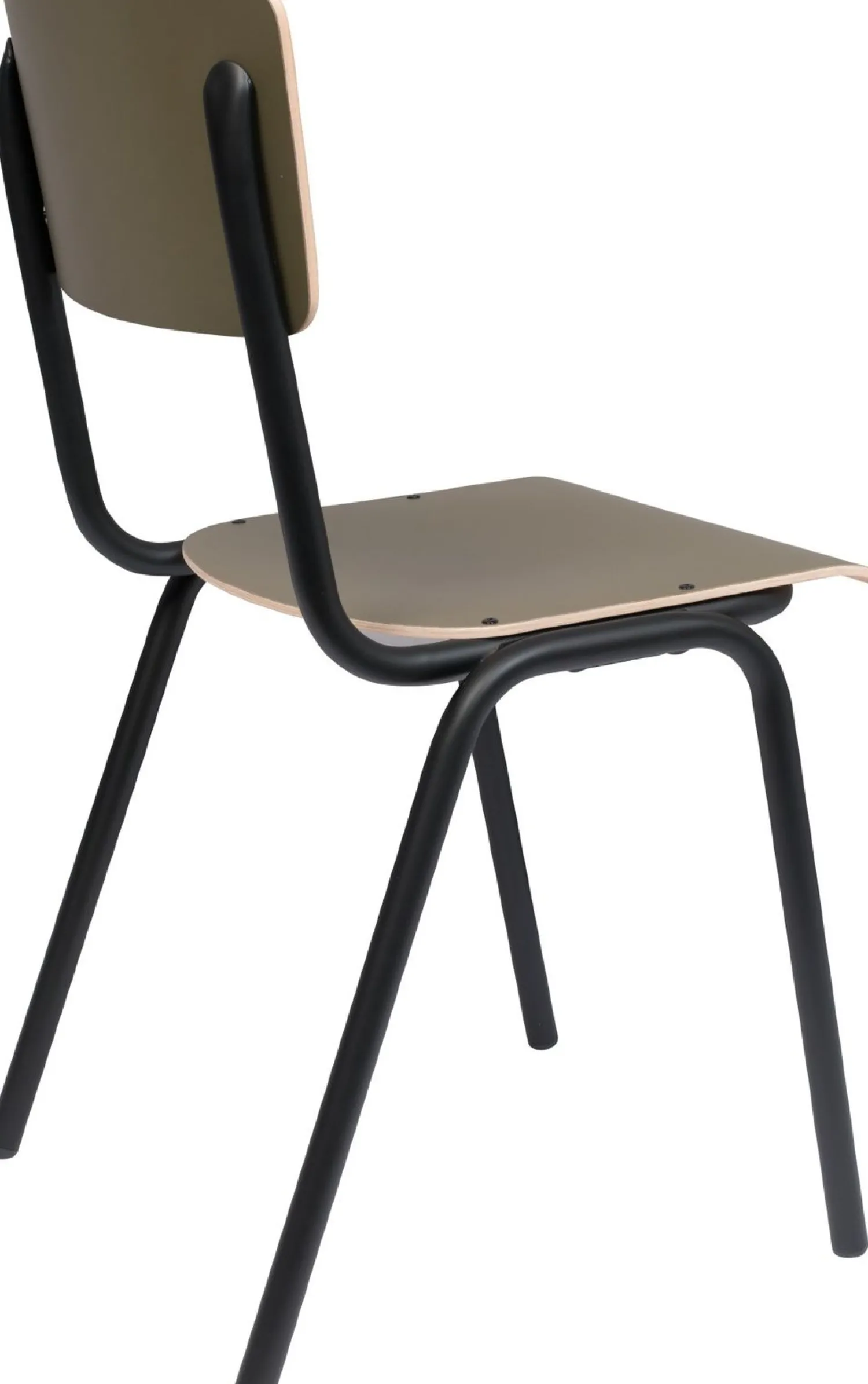 Eetkamerstoelen Zonder Armleuning-Zuiver Back to School (set van 4) Eetkamerstoel Matte Olive