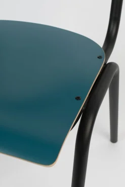 Eetkamerstoelen Zonder Armleuning-Zuiver Back to School (set van 4) Eetkamerstoel Matte Petrol