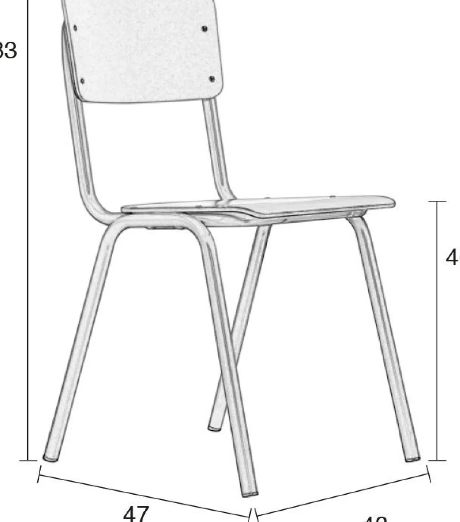 Eetkamerstoelen Zonder Armleuning-Zuiver Back to School (set van 4) Eetkamerstoel Black