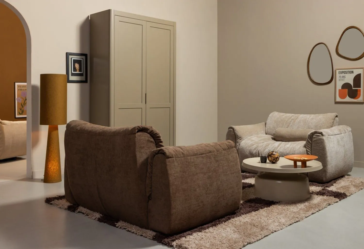 Loveseats-WOOOD Baggy Loveseat Brown